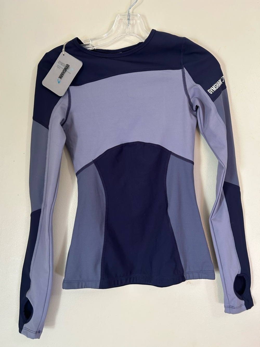 Gymshark Illusion Long Sleeve Top – Evening Navy/Steel Blue – Size XS Brand New